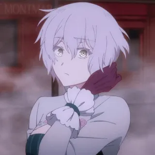 🇯🇵 5092153d Anime, Personagem, Retrato, Cabelo curto, Luvas, Cores claras telegram sticker