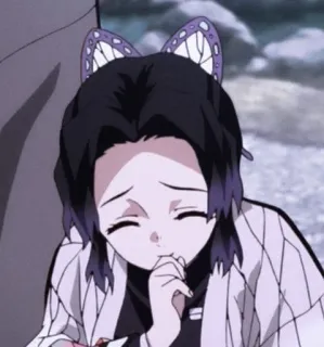 🇯🇵 f367a9bb Shinobu Kocho Demon Slayer Anime, Demon Slayer, Shinobu Kocho, Borboleta, Mangá, Triste, Fofo telegram sticker