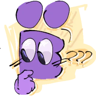 🤨 d65324df Cartoon, Figur, Lila, Fragezeichen, Denken, Verwirrt whatsapp sticker