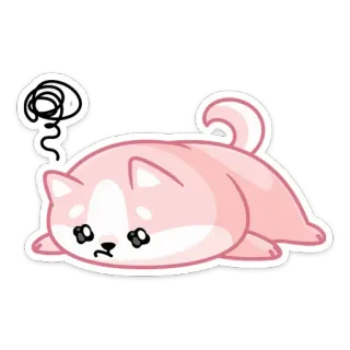 ☹️ 7e1aeaab สุนัข, ลูกสุนัข, น่ารัก, เศร้า, สีชมพู, การ์ตูน, อารมณ์เสีย telegram sticker