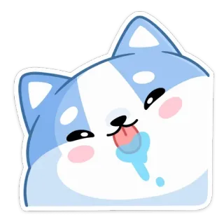 😛 99b55c7c หมา, น่ารัก, สัตว์, ลิ้น, สีฟ้า, สติกเกอร์, คาวาอิ telegram sticker