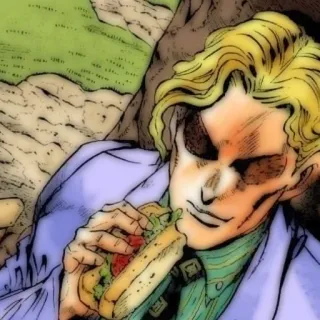 💣 a51a4d45 sandwich, makan, pria, rambut pirang, anime whatsapp sticker