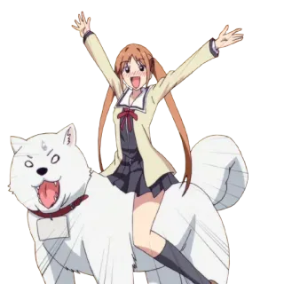 🍌 51a101d5 anime, girl, dog, joyful, happy telegram sticker