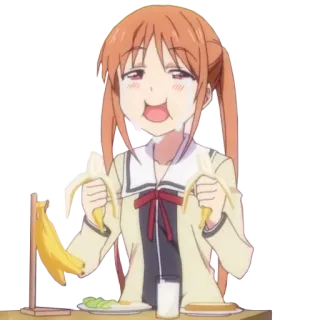 🍌 9eecf4cf anime, girl, eating, banana, food, kawaii telegram sticker