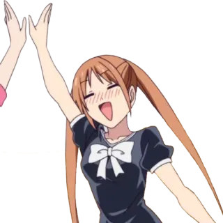 🍌 d3ecb81a anime, girl, high five, cartoon, cheerful telegram sticker