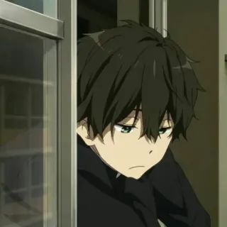 🍰 288f5d47 Houtarou Oreki Hyouka Anime, Ragazzo, Adolescente, Occhi Verdi, Capelli Neri, Hyouka whatsapp sticker