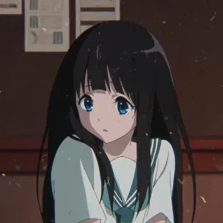 😽 e25dc127 Anime, Ragazza, Uniforme scolastica, Capelli neri, Occhi azzurri whatsapp sticker