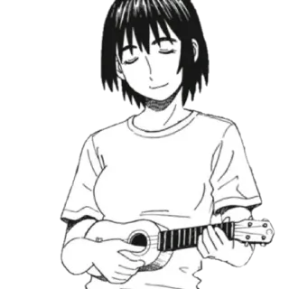 🍀 591413ae Anime, Manga, Ukelele, Vrouw, Muziek, Cartoon telegram sticker