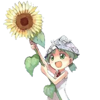 🍀 b2c62056 Anime, Cartoon, Zonnebloem, Meisje, Leuk, Aluminiumhoedje telegram sticker