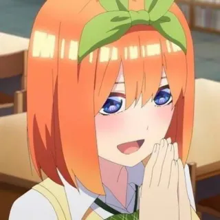 👒 5bb80839 Yotsuba Nakano The Quintessential Quintuplets 애니메이션, 여자, 요츠바, 나카노, 미소, 5등분의 신부 telegram sticker