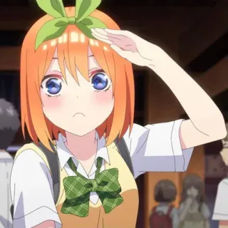 👒 82858ced 애니메이션, 여자, 경례, 나카노 요츠바, 5등분의 신부 telegram sticker