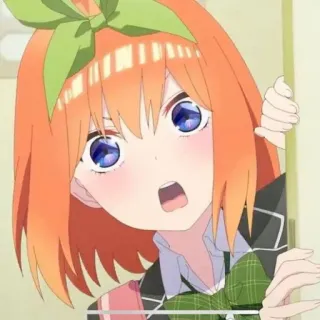 👒 ab4e5de1 Yotsuba Nakano The Quintessential Quintuplets 애니메이션, 캐릭터, 나카노 요츠바, 주황색 머리, 5등분의 신부 telegram sticker