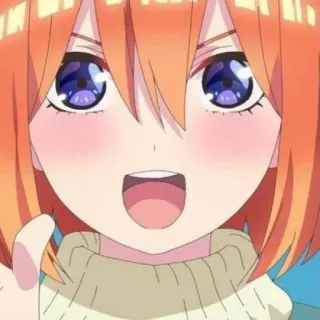 👒 ac30e71a Yotsuba Nakano The Quintessential Quintuplets 애니메이션, 귀여운, 여자, 미소, 주황색 머리 telegram sticker