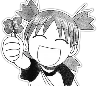 😍 89e68521 四叶草, 快乐, 女孩, 幸运, 三叶草, 微笑, 漫画 telegram sticker