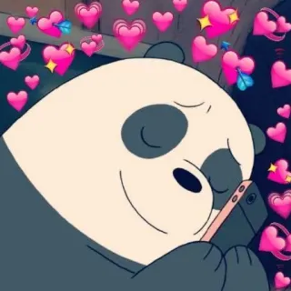 💗 4e8918b2 Panda We Bare Bears панда, Мы обычные медведи, мультфильм, сердечки, любовь, милый, медведь, телефон whatsapp sticker