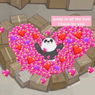 💗 9dae0a96 Jump in all the love I have for you любовь, сердечки, панда, милый, мультфильм, We Bare Bears whatsapp sticker