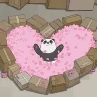 💗 a4f39b6c Panda We Bare Bears Панда, Мы обычные медведи, Мультфильм, Сердце, Милый, Любовь, Коробки whatsapp sticker