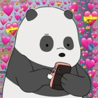 💗 f2a2faab Panda We Bare Bears Панда, Медведь, Мультфильм, Милый, Сердце, Любовь, Телефон, Мы обычные медведи whatsapp sticker