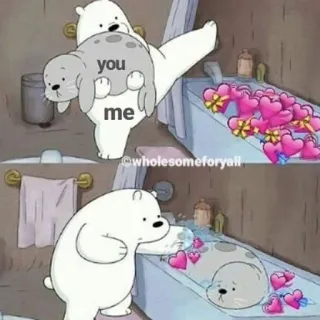 💗 f4c1c2cc you me медведь, тюлень, любовь, сердце, милый, милый, животное, ванна whatsapp sticker