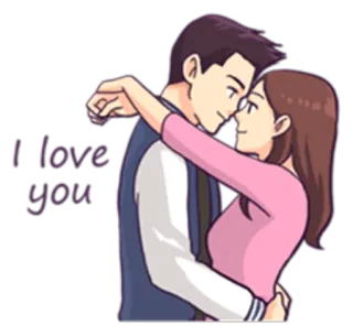 ❤ 19e69550 I love you 爱, 情侣, 浪漫, 拥抱 telegram sticker