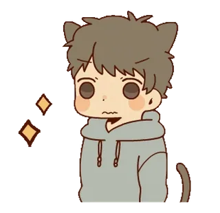 🐾 5424b803 kattenjongen, anime, cartoon, schattig, kawaii, huisdier, oren whatsapp sticker