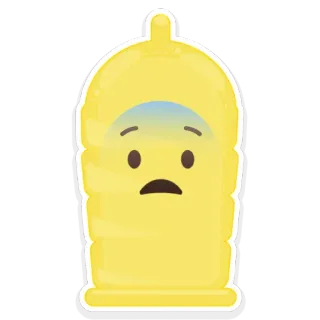 😍 bfcfcfec 表情符号, 难过, 黄色, 避孕套 telegram sticker