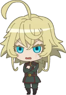 😰 240f1586 Tanya Degurechaff Saga of Tanya the Evil Аниме, Чиби, Военные, Персонаж, Сага о Тане Злой whatsapp sticker