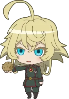 😐 cbbdcbb2 Tanya Degurechaff Saga of Tanya the Evil Аниме, Чиби, Военные, Исекай, Таня Дегуречов, Сага о Тане Злой whatsapp sticker