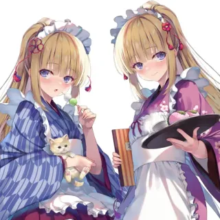 📕 119b831b Аниме, Горничная, Каваий, Милый, Японский, Кот, Сладкий, Иллюстрация telegram sticker