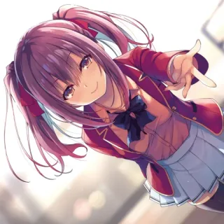 📕 7f4487fe Аниме, Девушка, Мультфильм, Персонаж, Улыбка, Рыжие волосы, Школьная форма telegram sticker