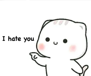 ☺️ d80d2cf3 I hate you chat, haine, mignon, dessin animé, chat blanc telegram sticker