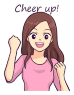 😁 3908e11b Cheer up! счастливый, девушка, радость, аниме whatsapp sticker