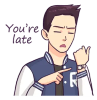 😾 4fae2ec5 You're late поздно, часы, указывает, разочарован whatsapp sticker