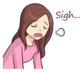 😤 60a22015 Sigh... вздох, девушка, грустная, уставшая, разочарованная, аниме whatsapp sticker