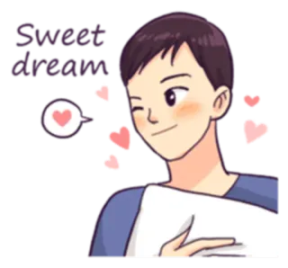 😴 7ad32300 Sweet dream сон, аниме, мультфильм, мечта, сердце, милый whatsapp sticker