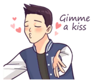 😘 f175c5bc Gimme a kiss поцелуй, любовь, нежность, мультфильм, привет whatsapp sticker