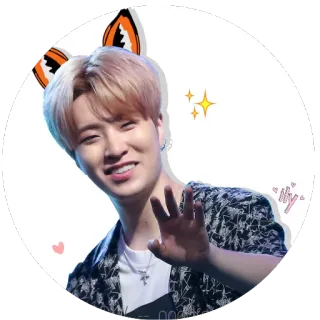 👋 47210033 ily мужчина, корейский, блестки, уши, k-pop telegram sticker