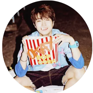 🍿 5abc066e Okay Popcorn попкорн, азиат, закуска, еда, молодежь, человек telegram sticker