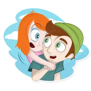 💑 44e6431d Kreskówka, Para, Uścisk, Miłość, Związek, Przytulanie telegram sticker