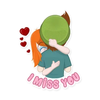 💞 a7068646 I MISS YOU przytulenie, miłość, tęsknię za tobą, związek, para, kreskówka telegram sticker