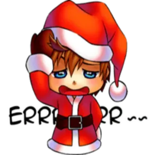 😬 f5d5072c ERR... natale, anime, chibi, errore, cappello da babbo natale, carino, manga, festivo telegram sticker