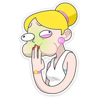 ⭐ c41ae3ab การ์ตูน, ผู้หญิง, อาเจียน, ป่วย, อ้วก, สีหน้า, อารมณ์เสีย telegram sticker