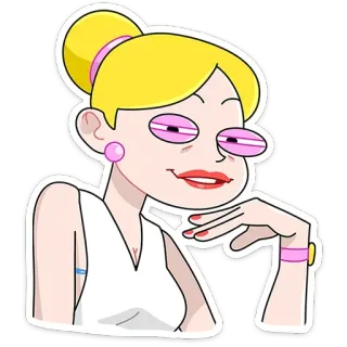 😏 a4b25e7f การ์ตูน, ผู้หญิง, ผมบลอนด์, สติกเกอร์ telegram sticker