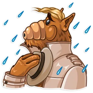 😔 03e6b97c ALF АЛФ, Пришелец, Мелмак, Дождь, Грустный, Шляпа telegram sticker