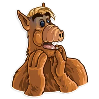😨 31a51074 ALF АЛФ, Пришелец, Мультфильм, ТВ-шоу, В стрессе, Удивление telegram sticker