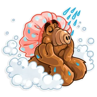 🧖‍♂️ 3ff6a929 Alf Альф, мультфильм, душ, ванна, инопланетянин telegram sticker