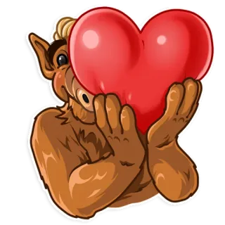 ❤️ d88d1745 Alf Инопланетянин, Сердце, Любовь, Милый, Мультфильм, Наклейка telegram sticker