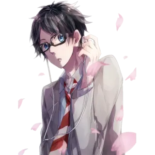 💖 3be1b90a Anime, Personnage, Illustration, Garçon, Lunettes, Écouteurs telegram sticker