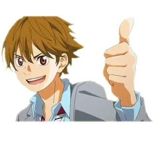👍 9215f763 Anime, Pouce levé, Positif, Personnage, Garçon telegram sticker