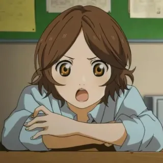 😕 d6d1001b animé, fille, cheveux bruns, surprise, mignon, dessin animé telegram sticker